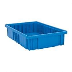 Quantum Storage - 75 Lb Load Capacity Blue Polypropylene Dividable Container - Stacking, 16-1/2" Long x 10.9" Wide x 3-1/2" High - Makers Industrial Supply