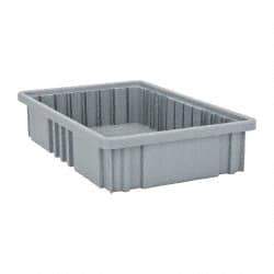 Quantum Storage - 75 Lb Load Capacity Gray Polypropylene Dividable Container - Stacking, 16-1/2" Long x 10.9" Wide x 3-1/2" High - Makers Industrial Supply