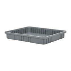 Quantum Storage - 100 Lb Load Capacity Gray Polypropylene Dividable Container - Stacking, 22-1/2" Long x 17-1/2" Wide x 3" High - Makers Industrial Supply