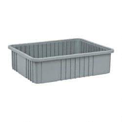 Quantum Storage - Gray Polypropylene Dividable Container - Stacking, 22-1/2" Long x 17-1/2" Wide x 6" High - Makers Industrial Supply