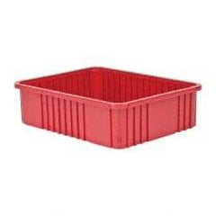 Quantum Storage - 100 Lb Load Capacity Red Polypropylene Dividable Container - Stacking, 22-1/2" Long x 17-1/2" Wide x 6" High - Makers Industrial Supply