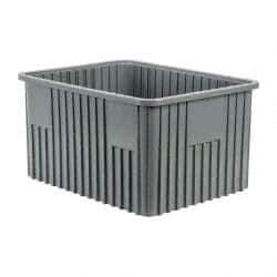 Quantum Storage - 100 Lb Load Capacity Gray Polypropylene Dividable Container - Stacking, 22-1/2" Long x 17-1/2" Wide x 12" High - Makers Industrial Supply