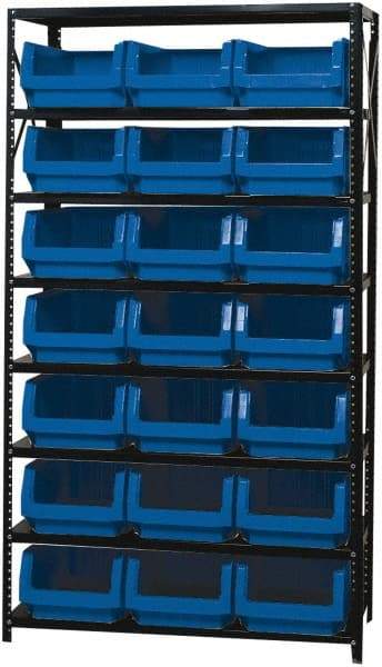 Quantum Storage - 21 Bin Large Hopper Front Bin Storage Units - 18 Inch Overall Depth x 75 Inch Overall Height, Red High Density Polyethylene Bins - Makers Industrial Supply