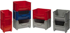 Quantum Storage - 75 Lb. Load Capacity, 17-1/2" Deep, Red Polyethylene Hopper Stacking Bin - 12-1/2" High x 16-1/2" Wide x 17-1/2" Long - Makers Industrial Supply