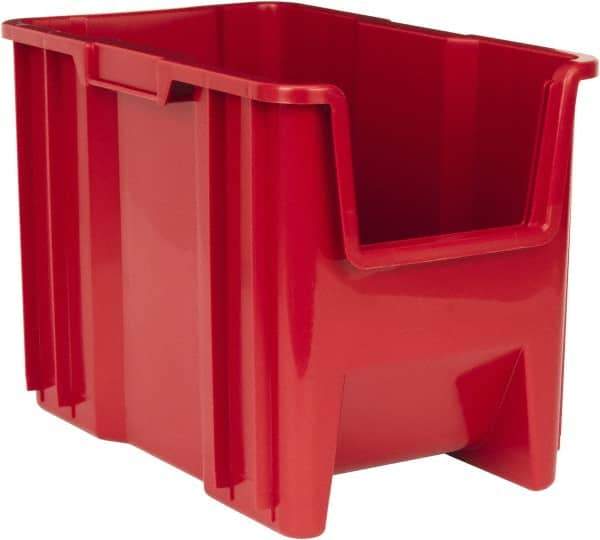 Quantum Storage - 75 Lb. Load Capacity, 17-1/2" Deep, Red Polyethylene Hopper Stacking Bin - 12-1/2" High x 10-7/8" Wide x 17-1/2" Long - Makers Industrial Supply