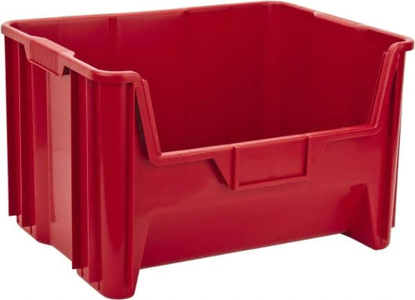 Quantum Storage - 75 Lb. Load Capacity, 15-1/4" Deep, Red Polyethylene Hopper Stacking Bin - 12-7/16" High x 19-7/8" Wide x 15-1/4" Long - Makers Industrial Supply