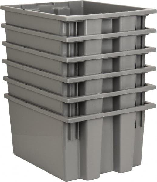 Quantum Storage - 75 Lb Load Capacity Gray Polyethylene Tote Container - Stacking, Nesting, 19-1/2" Long x 15-1/2" Wide x 10" High - Makers Industrial Supply