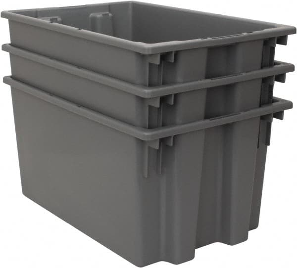 Quantum Storage - 100 Lb Load Capacity Gray Polyethylene Tote Container - Stacking, Nesting, 23-1/2" Long x 15-1/2" Wide x 12" High - Makers Industrial Supply