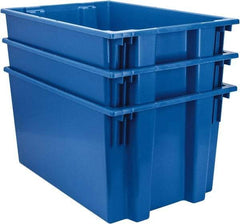 Quantum Storage - 100 Lb Load Capacity Blue Polyethylene Tote Container - Stacking, Nesting, 29-1/2" Long x 19-1/2" Wide x 15" High - Makers Industrial Supply