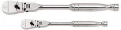 GearWrench - 1/4" & 3/8" Drive Pear Head Ratchet Set - Chrome Finish, 17-3/4" OAL, 60 Gear Teeth, Full Polished Handle, Flex Head - Makers Industrial Supply