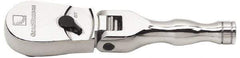 GearWrench - 3/8" Drive Pear Head Stubby Ratchet - Chrome Finish, 6-3/4" OAL, 60 Gear Teeth, Full Polished Handle, Flex Head - Makers Industrial Supply