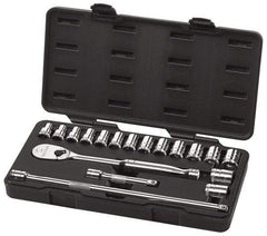 GearWrench - 18 Piece 1/2" Drive Socket Set - 6 Points, 10mm to 24mm Range, Metric Measurement Standard - Makers Industrial Supply