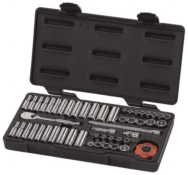 GearWrench - 51 Piece 1/4" Drive Deep Well Socket Set - 12 Points, 3/16" to 9/16" (4mm to 15mm) Range, Inch/Metric Measurement Standard - Makers Industrial Supply