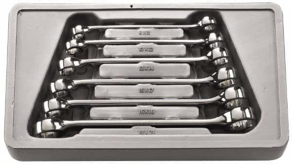 GearWrench - 6 Piece, 9mm x 11mm to 19mm x 21mm, 6 Point Flare Nut Wrench Set - Metric Measurement Standard, Full Polish Finish, Comes in Molded Tray - Makers Industrial Supply