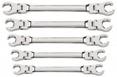 GearWrench - 5 Piece, 1/4" x 5/16" to 3/4" x 7/8", 6 Point Flare Nut Wrench Set - Inch Measurement Standard, Full Polish Finish - Makers Industrial Supply