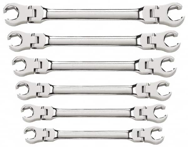 GearWrench - 6 Piece, 9mm x 11mm to 19mm x 21mm, 6 Point Flare Nut Wrench Set - Metric Measurement Standard, Full Polish Finish - Makers Industrial Supply