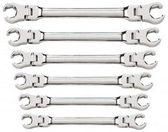 GearWrench - 6 Piece, 9mm x 11mm to 19mm x 21mm, 6 Point Flare Nut Wrench Set - Metric Measurement Standard, Full Polish Finish - Makers Industrial Supply