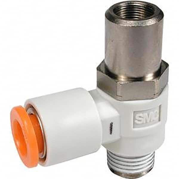 SMC PNEUMATICS - Speed & Flow Control Valves Valve Type: Flow Control Elbow Male Thread Size: 1/8 NPT - Makers Industrial Supply