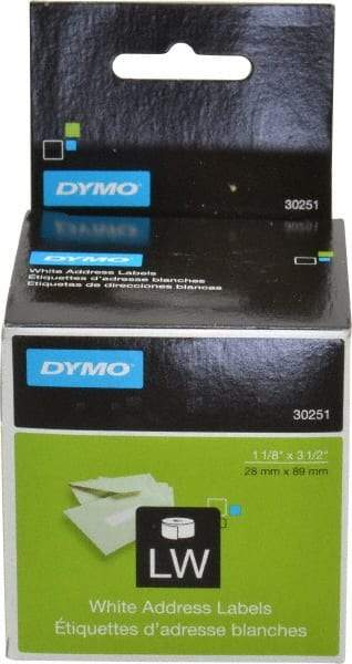 Dymo - 3-1/2" Long, White Die Cut Paper with Semi Perm. Adhesive Shipping Label - For DYMO LabelWriter Printers - Makers Industrial Supply