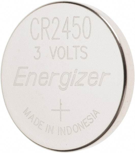 Energizer - Size CR2450, Lithium, Button & Coin Cell Battery - 3 Volts, Button Tab Terminal, ANSI, IEC, NEDA Regulated - Makers Industrial Supply