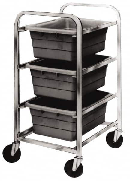 Quantum Storage - 3 Bin Cross Stack Tub Rack - 19 Inch Overall Width x 27 Inch Overall Depth x 41 Inch Overall Height, Gray High Impact Polyethylene Bins - Makers Industrial Supply