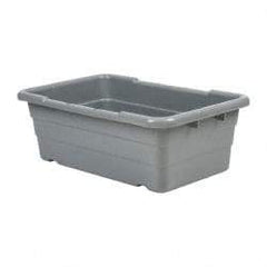 Quantum Storage - 100 Lb Load Capacity Gray Polypropylene Cross-Stack Container - Stacking, 25.1" Long x 16" Wide x 8-1/2" High - Makers Industrial Supply