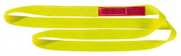 Lift-All - 16' Long x 2" Wide, 12,200 Lb Vertical Capacity, 2 Ply, Nylon Web Sling - 9,800 Lb Choker Capacity, Yellow - Makers Industrial Supply