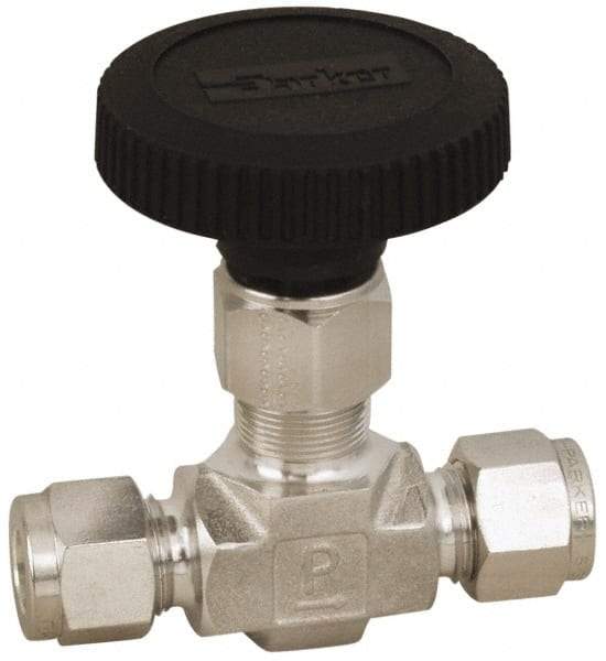 Parker - 5,000 Max psi, 3/8" Pipe, 316 Grade Stainless Steel, Inline Instrumentation Needle Valve - Makers Industrial Supply