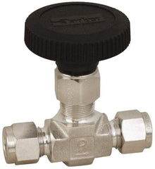 Parker - 5,000 Max psi, 1/8" Pipe, 316 Grade Stainless Steel, Inline Instrumentation Needle Valve - Makers Industrial Supply