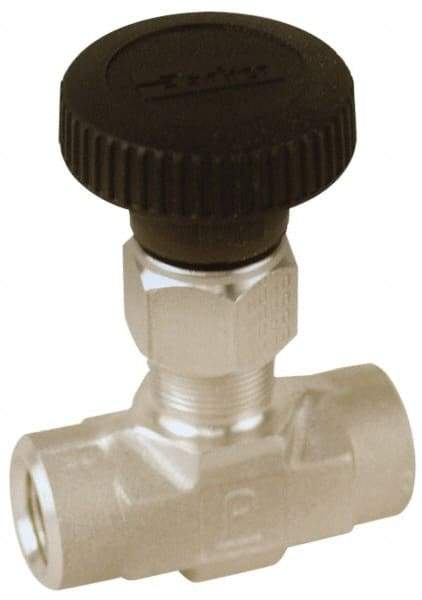 Parker - 5,000 Max psi, 1/8" Pipe, 316 Grade Stainless Steel, Inline Instrumentation Needle Valve - FNPT x FNPT End Connections - Makers Industrial Supply