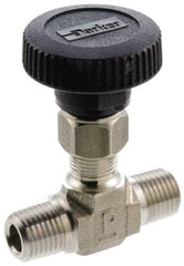 Parker - 5,000 Max psi, 3/8" Pipe, 316 Grade Stainless Steel, Inline Instrumentation Needle Valve - MNPT x MNPT End Connections - Makers Industrial Supply