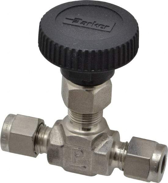 Parker - 5,000 Max psi, 1/4" Pipe, 316 Grade Stainless Steel, Inline Instrumentation Needle Valve - Makers Industrial Supply