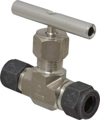 Parker - 5,000 Max psi, 1/2" Pipe, 316 Grade Stainless Steel, Inline Instrumentation Needle Valve - Compression x Compression CPI End Connections - Makers Industrial Supply