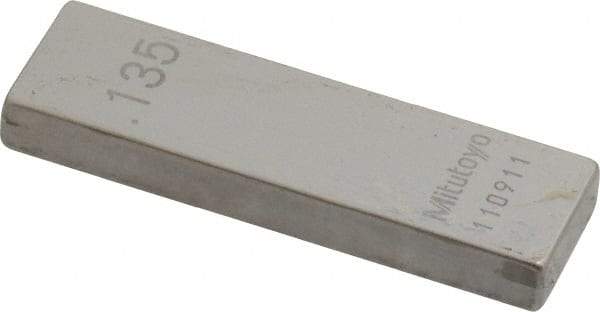 Mitutoyo - 0.135" Rectangular Steel Gage Block - Accuracy Grade 0, Includes Certificate of Inspection - Makers Industrial Supply