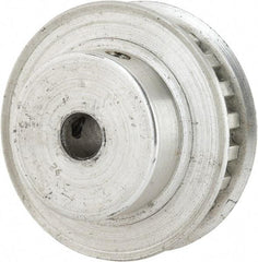 Power Drive - 22 Tooth, 1/4" Inside x 1.381" Outside Diam, Hub & Flange Timing Belt Pulley - 1/4" Belt Width, 1.401" Pitch Diam, 0.438" Face Width, Aluminum - Makers Industrial Supply