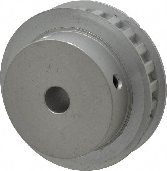 Power Drive - 24 Tooth, 1/2" Inside x 2.835" Outside Diam, Hub & Flange Timing Belt Pulley - 1/2" Belt Width, 2.865" Pitch Diam, 3/4" Face Width, Aluminum - Makers Industrial Supply