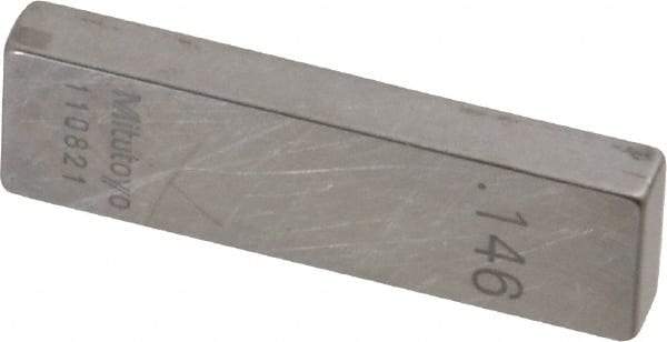 Mitutoyo - 0.146" Rectangular Steel Gage Block - Accuracy Grade 0, Includes Certificate of Inspection - Makers Industrial Supply