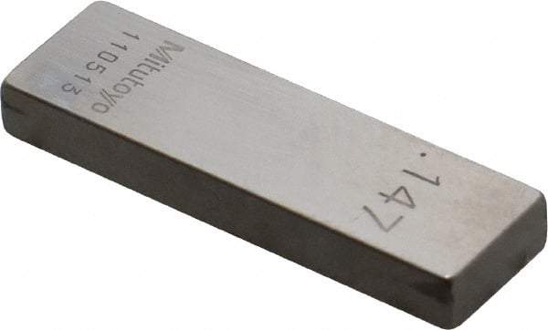 Mitutoyo - 0.147" Rectangular Steel Gage Block - Accuracy Grade 0, Includes Certificate of Inspection - Makers Industrial Supply