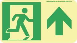 NMC - Forward Arrow, Right Side Stick Figure in Doorway (Graphic), Polyester Exit Sign - 8" Wide x 4-1/2" High, Glow-in-the-Dark - Makers Industrial Supply