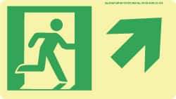 NMC - Right Side Stick Figure in Doorway, Up Right Arrow (Graphic), Polyester Exit Sign - 8" Wide x 4-1/2" High, Glow-in-the-Dark - Makers Industrial Supply