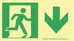 NMC - Down Arrow, Right Side Stick Figure in Doorway (Graphic), Plastic Exit Sign - 8" Wide x 4-1/2" High, Glow-in-the-Dark - Makers Industrial Supply