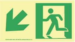 NMC - Down Left Arrow, Left Side Stick Figure in Doorway (Graphic), Plastic Exit Sign - 8" Wide x 4-1/2" High, Glow-in-the-Dark - Makers Industrial Supply