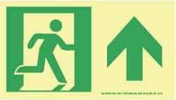 NMC - Forward Arrow, Right Side Stick Figure in Doorway (Graphic), Plastic Exit Sign - 8" Wide x 4-1/2" High, Glow-in-the-Dark - Makers Industrial Supply