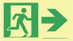 NMC - Right Arrow, Right Side Stick Figure in Doorway (Graphic), Plastic Exit Sign - 8" Wide x 4-1/2" High, Glow-in-the-Dark - Makers Industrial Supply