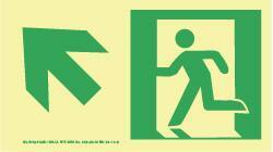 NMC - Left Side Stick Figure in Doorway, Up Left Arrow (Graphic), Plastic Exit Sign - 8" Wide x 4-1/2" High, Glow-in-the-Dark - Makers Industrial Supply