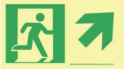 NMC - Right Side Stick Figure in Doorway, Up Right Arrow (Graphic), Plastic Exit Sign - 8" Wide x 4-1/2" High, Glow-in-the-Dark - Makers Industrial Supply