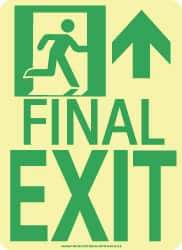 NMC - Final Exit, Polyester Exit Sign - 8" Wide x 11" High, Glow-in-the-Dark - Makers Industrial Supply