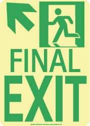 NMC - Final Exit, Polyester Exit Sign - 8" Wide x 11" High, Glow-in-the-Dark - Makers Industrial Supply