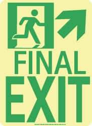 NMC - Final Exit, Polyester Exit Sign - 8" Wide x 11" High, Glow-in-the-Dark - Makers Industrial Supply