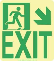 NMC - Exit, Polyester Exit Sign - 8" Wide x 9" High, Glow-in-the-Dark - Makers Industrial Supply